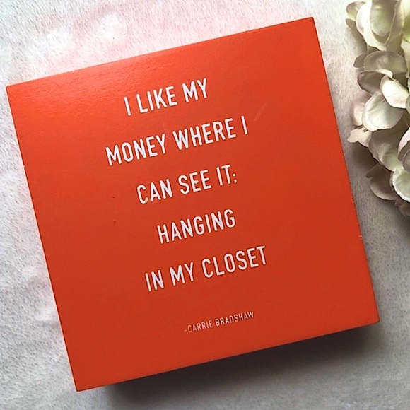 5x5 "I Like My Money" Box Art wood Dabney Lee wall decor orange - Picture 1 of 6